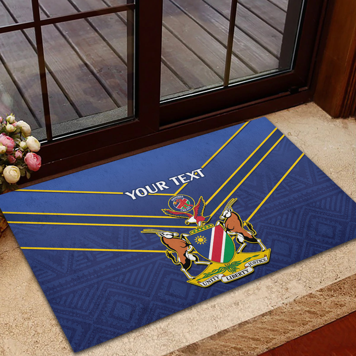 Custom Namibia Cricket Rubber Doormat 2024 Go Eagles African Pattern - Wonder Print Shop