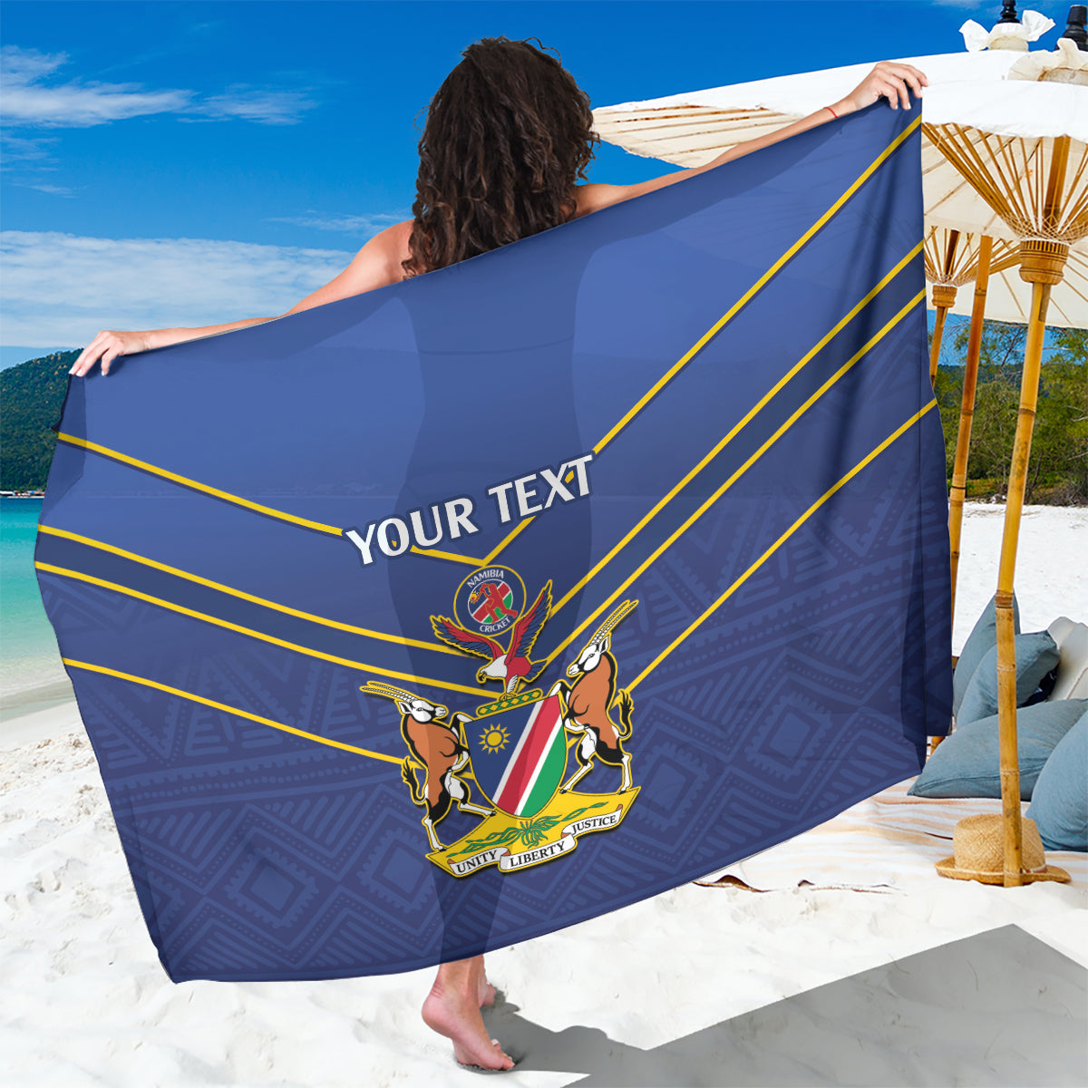 Custom Namibia Cricket Sarong 2024 Go Eagles African Pattern - Wonder Print Shop