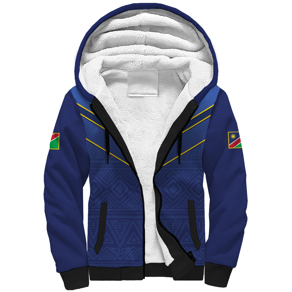 Custom Namibia Cricket Sherpa Hoodie 2024 Go Eagles African Pattern - Wonder Print Shop