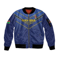 Custom Namibia Cricket Sleeve Zip Bomber Jacket 2024 Go Eagles African Pattern - Wonder Print Shop