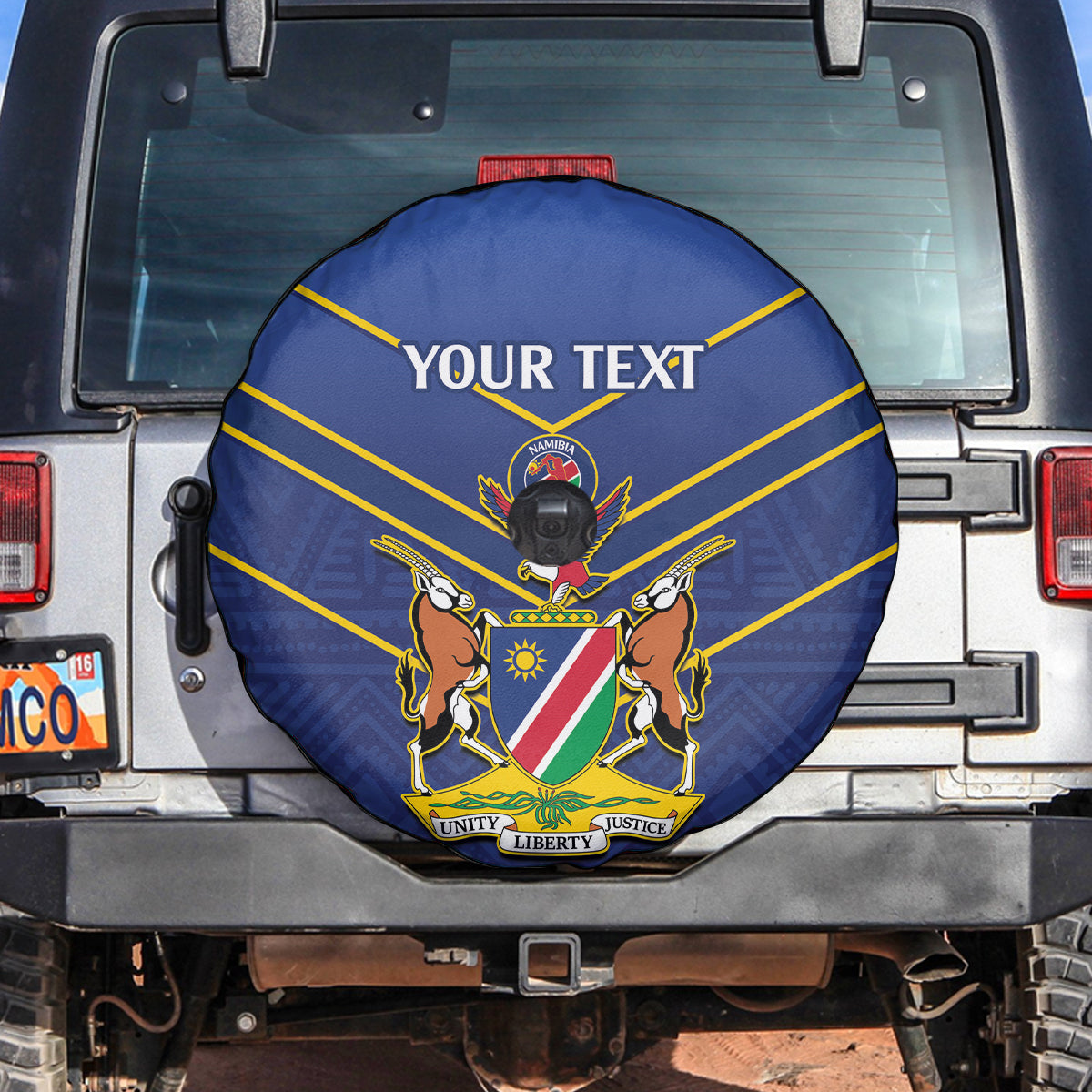 Custom Namibia Cricket Spare Tire Cover 2024 Go Eagles African Pattern