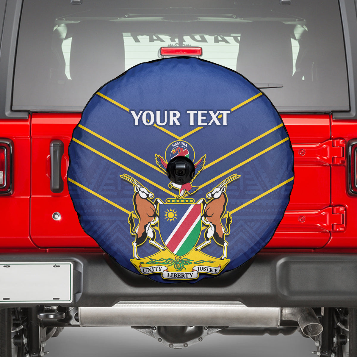 Custom Namibia Cricket Spare Tire Cover 2024 Go Eagles African Pattern - Wonder Print Shop