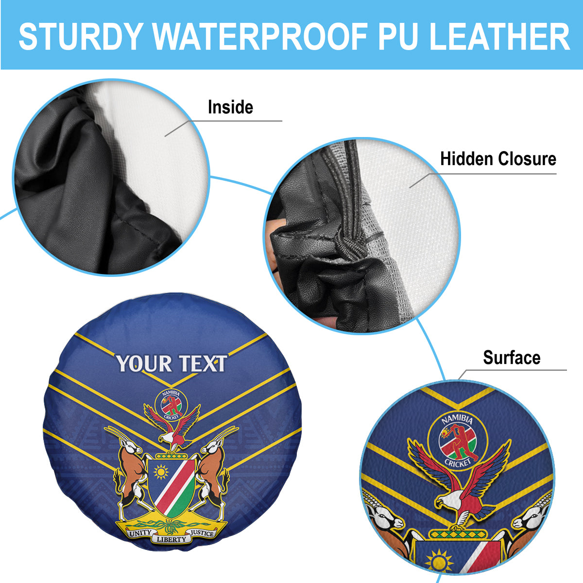 Custom Namibia Cricket Spare Tire Cover 2024 Go Eagles African Pattern - Wonder Print Shop