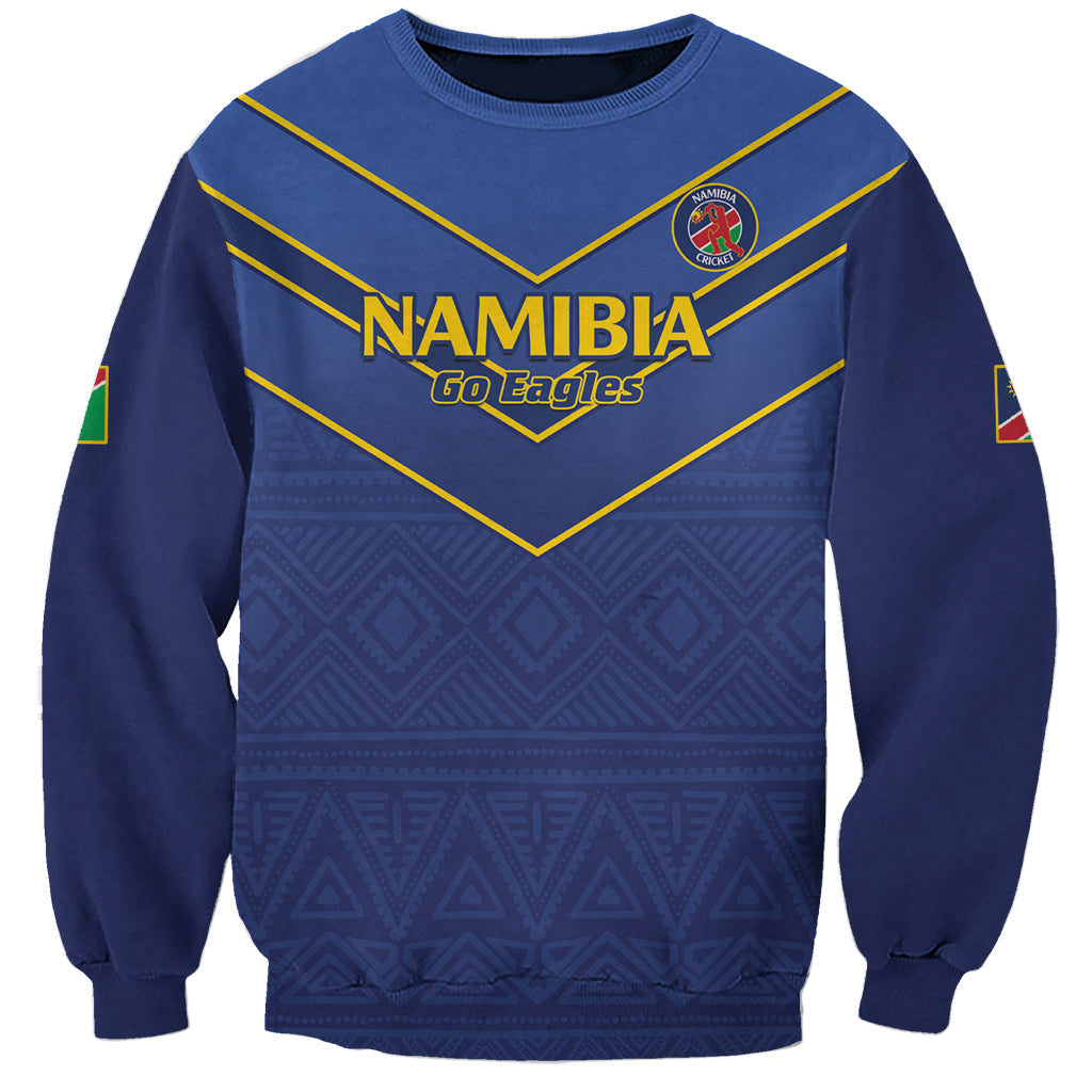 Custom Namibia Cricket Sweatshirt 2024 Go Eagles African Pattern - Wonder Print Shop