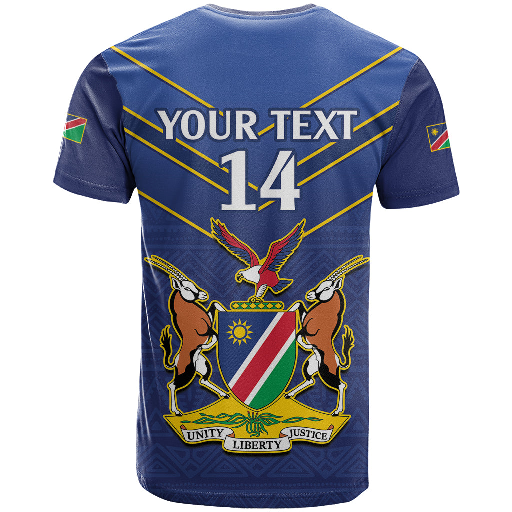 Custom Namibia Cricket T Shirt 2024 Go Eagles African Pattern - Wonder Print Shop