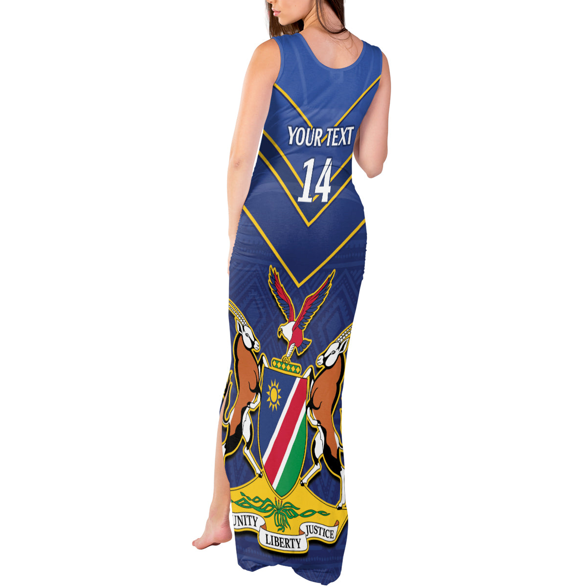 Custom Namibia Cricket Tank Maxi Dress 2024 Go Eagles African Pattern - Wonder Print Shop