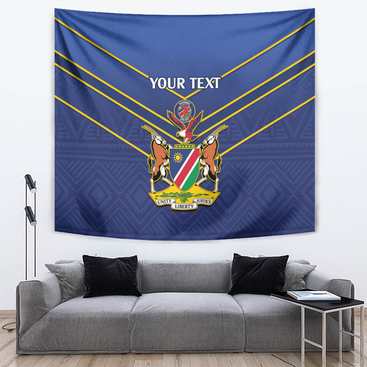 Custom Namibia Cricket Tapestry 2024 Go Eagles African Pattern - Wonder Print Shop