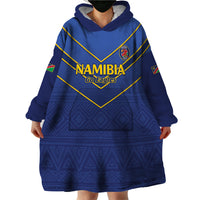 Custom Namibia Cricket Wearable Blanket Hoodie 2024 Go Eagles African Pattern - Wonder Print Shop