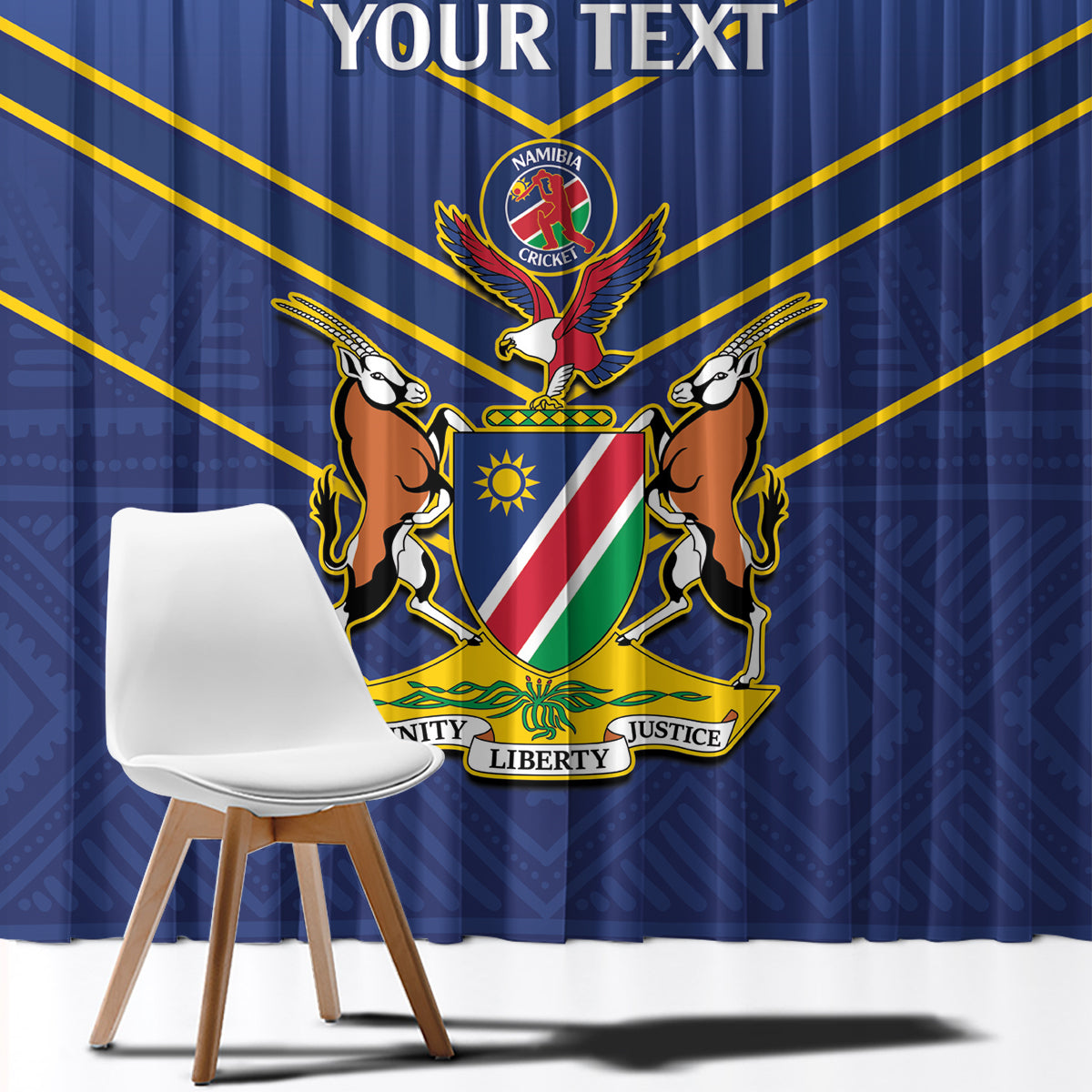 Custom Namibia Cricket Window Curtain 2024 Go Eagles African Pattern - Wonder Print Shop