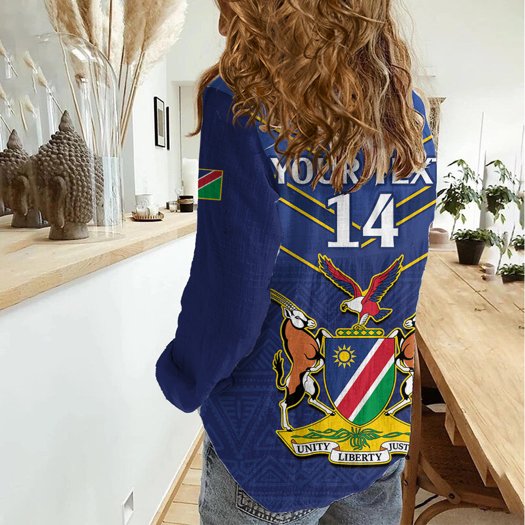 Custom Namibia Cricket Women Casual Shirt 2024 Go Eagles African Pattern - Wonder Print Shop