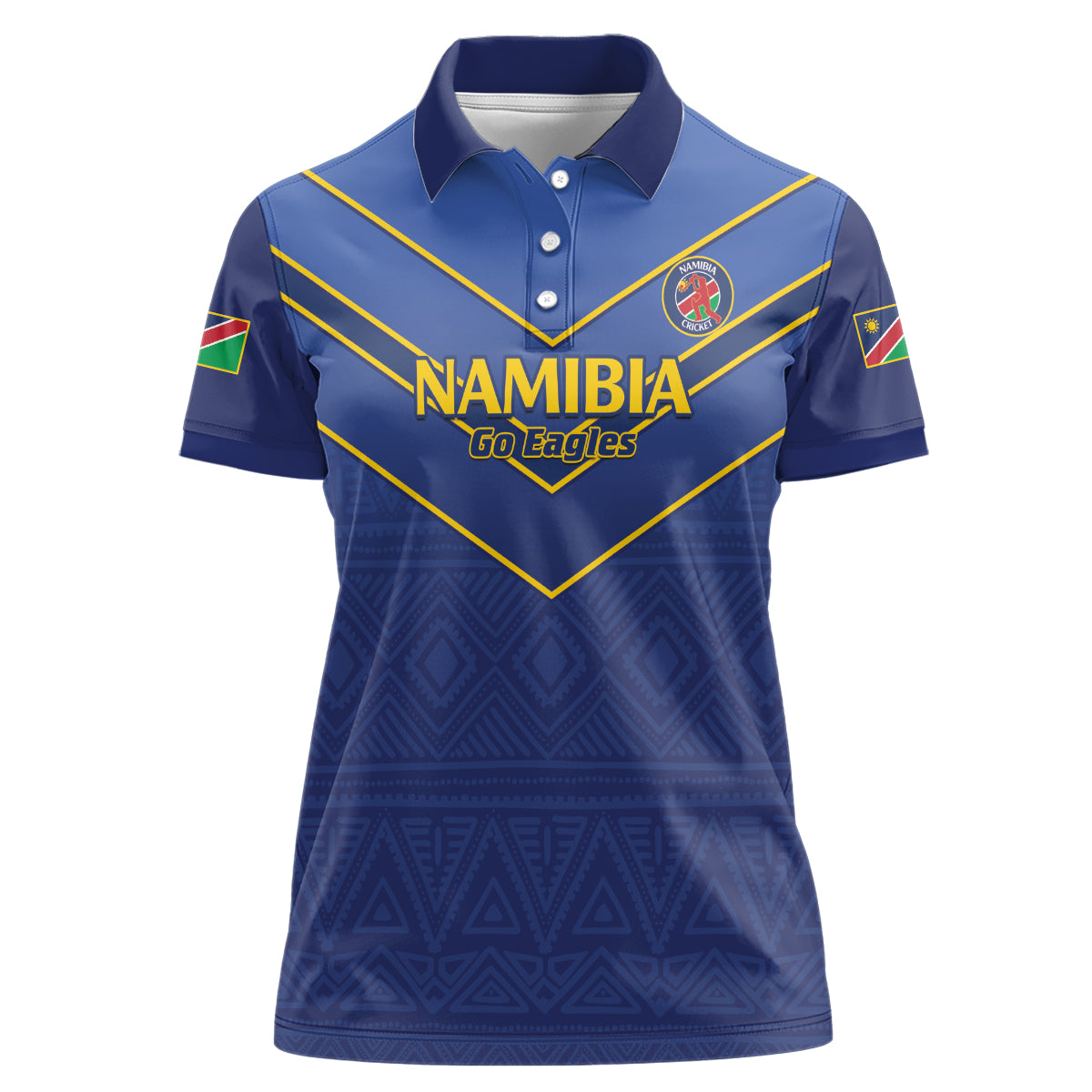 Custom Namibia Cricket Women Polo Shirt 2024 Go Eagles African Pattern - Wonder Print Shop