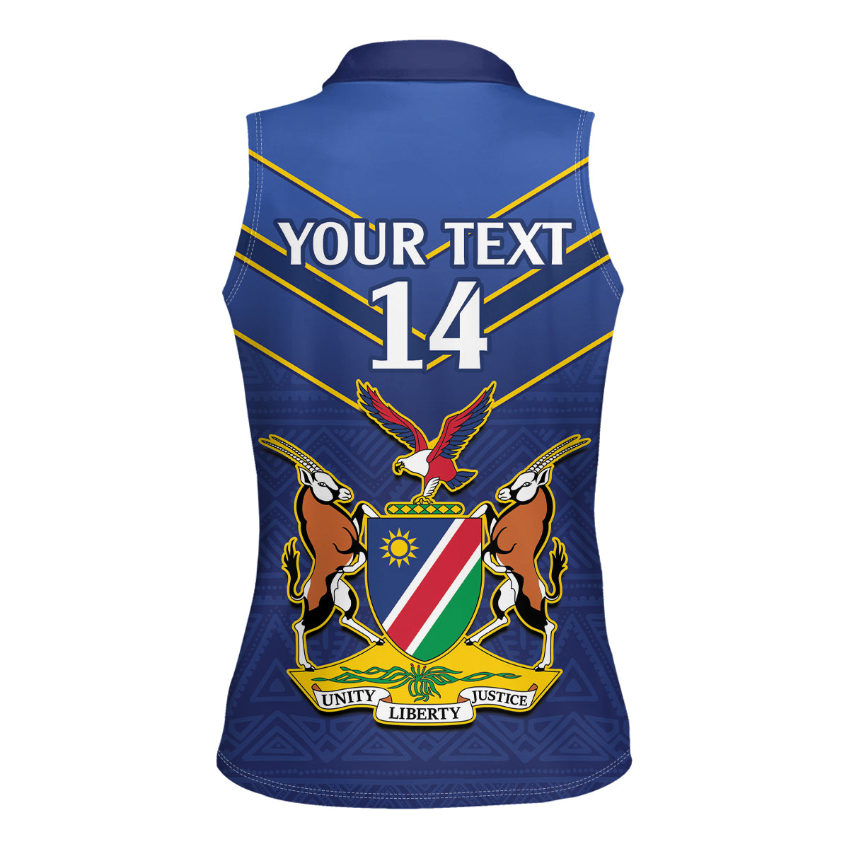Custom Namibia Cricket Women Sleeveless Polo Shirt 2024 Go Eagles African Pattern - Wonder Print Shop