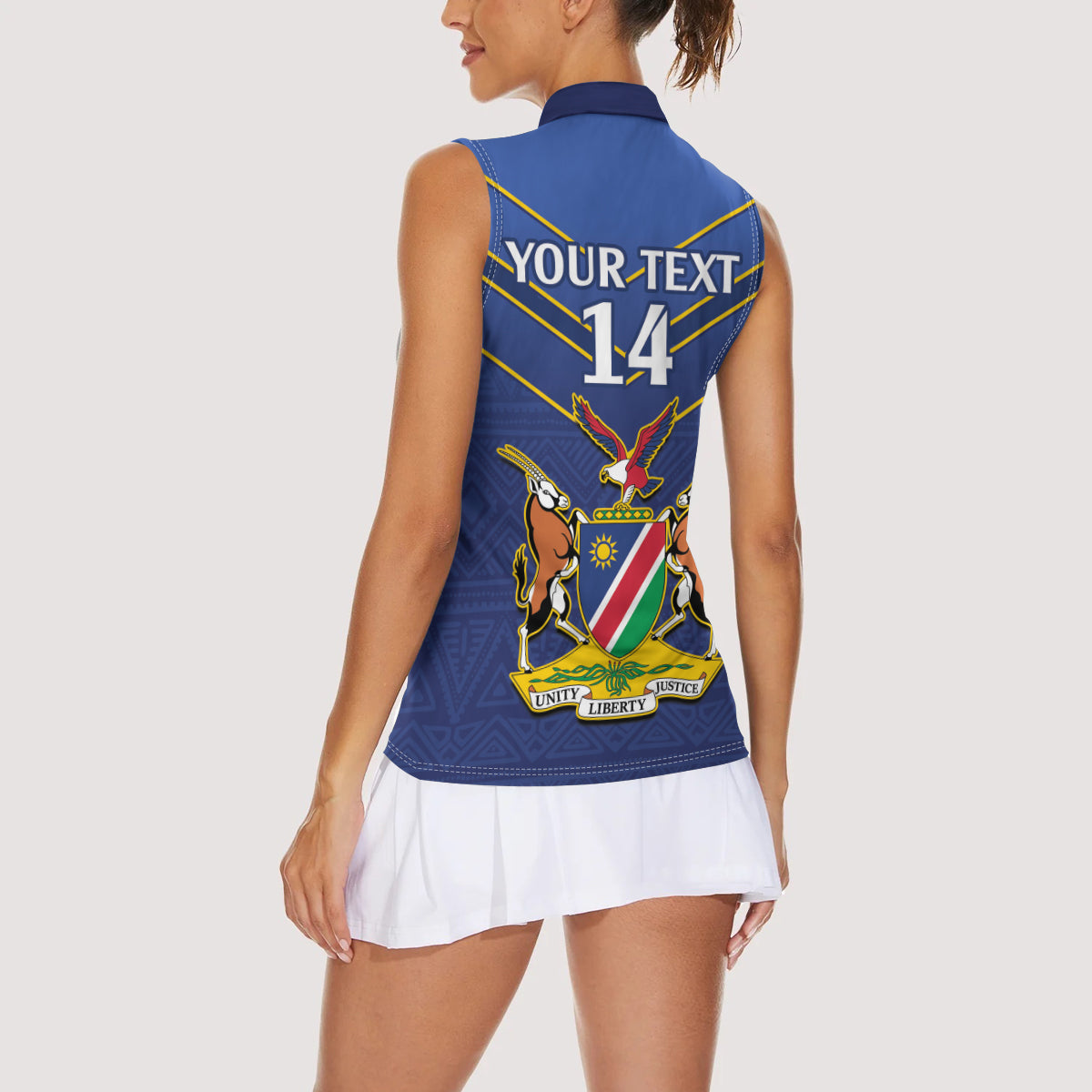 Custom Namibia Cricket Women Sleeveless Polo Shirt 2024 Go Eagles African Pattern - Wonder Print Shop