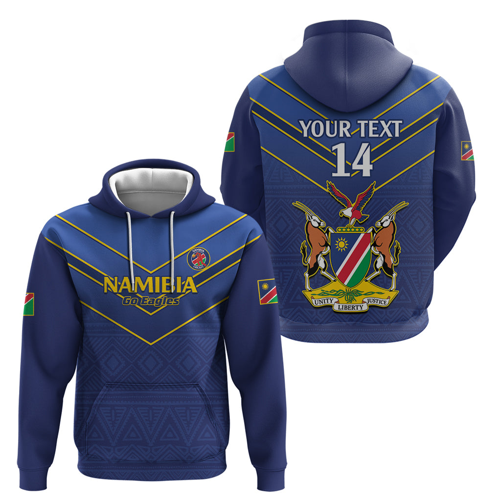 Custom Namibia Cricket Zip Hoodie 2024 Go Eagles African Pattern - Wonder Print Shop