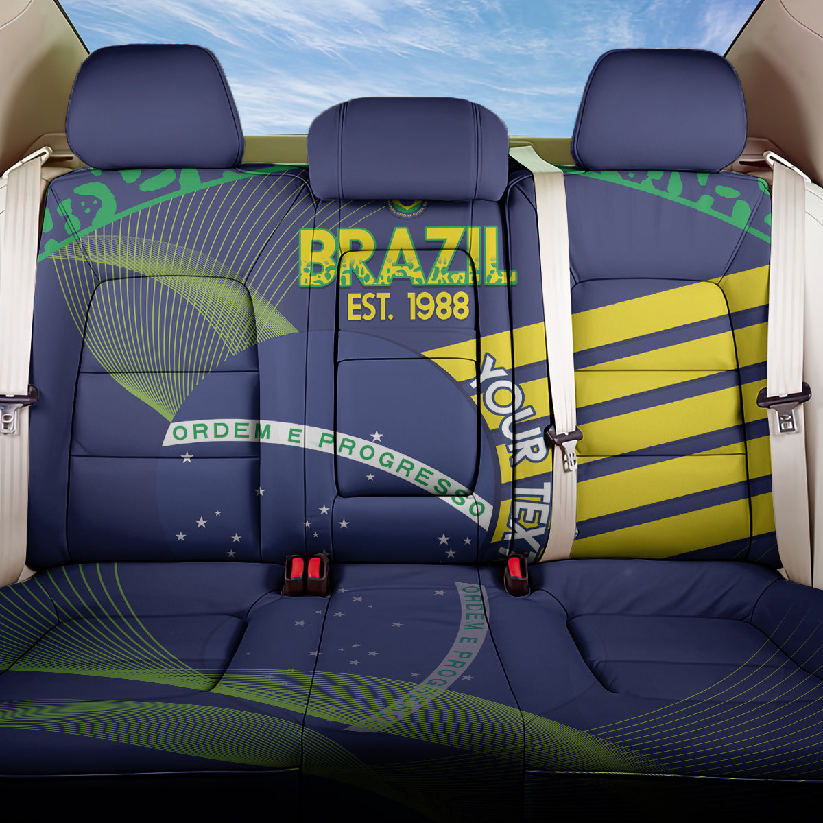 Custom Brazil Football Back Car Seat Cover Summer 2024 Go Champions Selecao - Wonder Print Shop