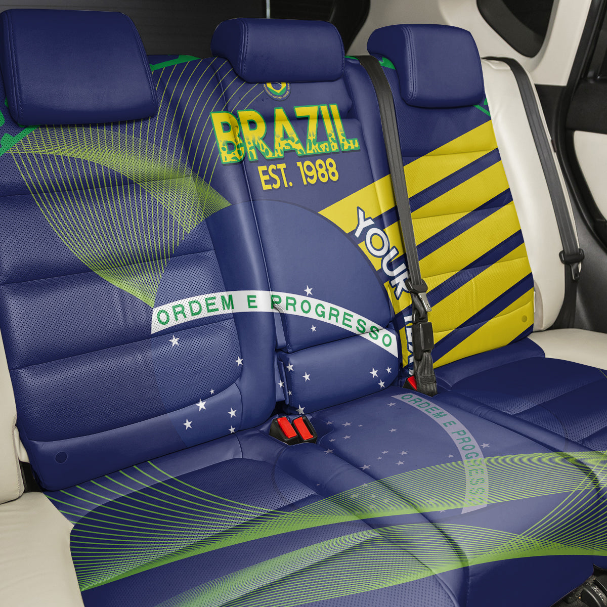 Custom Brazil Football Back Car Seat Cover Summer 2024 Go Champions Selecao - Wonder Print Shop