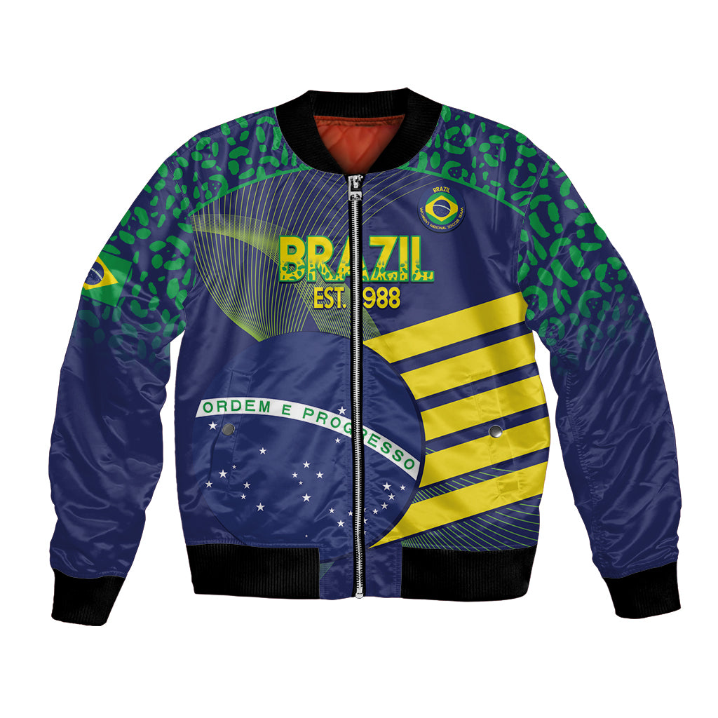 Custom Brazil Football Bomber Jacket Summer 2024 Go Champions Selecao - Wonder Print Shop