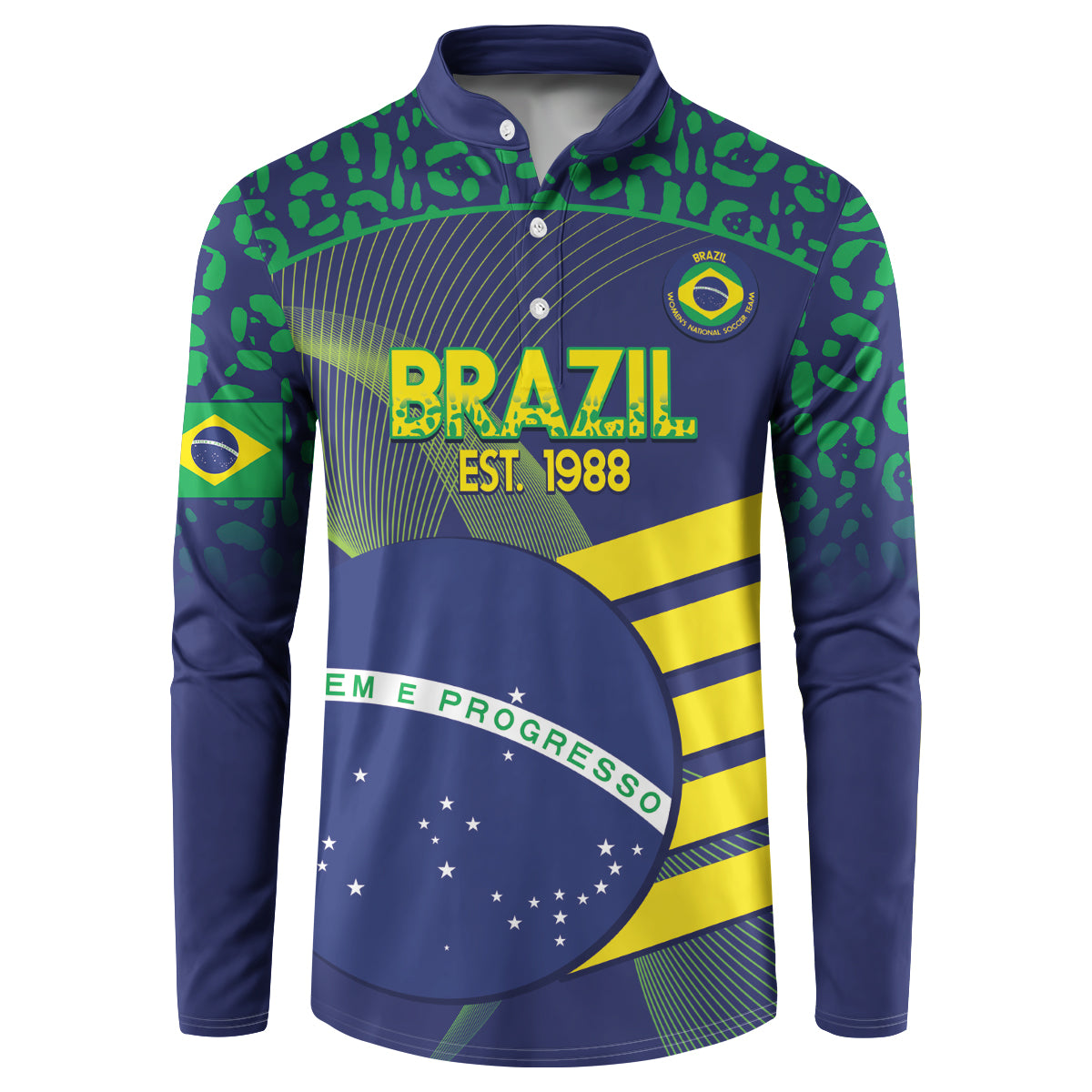Custom Brazil Football Button Sweatshirt Summer 2024 Go Champions Selecao - Wonder Print Shop