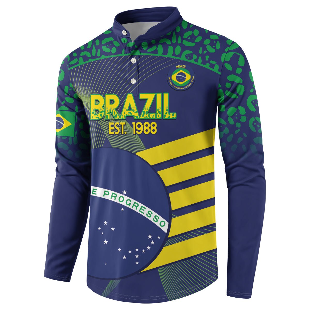 Custom Brazil Football Button Sweatshirt Summer 2024 Go Champions Selecao - Wonder Print Shop