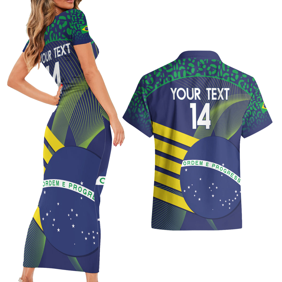 Custom Brazil Football Couples Matching Short Sleeve Bodycon Dress and Hawaiian Shirt Summer 2024 Go Champions Selecao - Wonder Print Shop