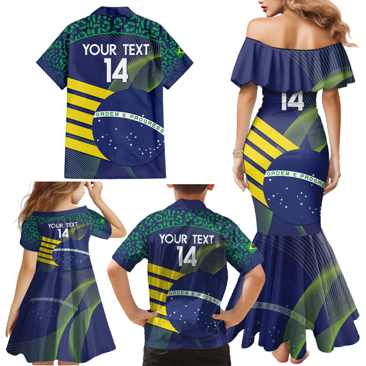 Custom Brazil Football Family Matching Mermaid Dress and Hawaiian Shirt Summer 2024 Go Champions Selecao - Wonder Print Shop