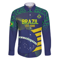 Custom Brazil Football Couples Matching Off Shoulder Short Dress and Long Sleeve Button Shirt Summer 2024 Go Champions Selecao - Wonder Print Shop