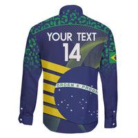 Custom Brazil Football Couples Matching Off Shoulder Short Dress and Long Sleeve Button Shirt Summer 2024 Go Champions Selecao - Wonder Print Shop