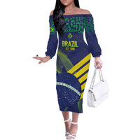 Custom Brazil Football Family Matching Off The Shoulder Long Sleeve Dress and Hawaiian Shirt Summer 2024 Go Champions Selecao - Wonder Print Shop