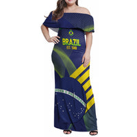 Custom Brazil Football Family Matching Off Shoulder Maxi Dress and Hawaiian Shirt Summer 2024 Go Champions Selecao - Wonder Print Shop