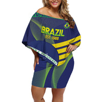 Custom Brazil Football Family Matching Off Shoulder Short Dress and Hawaiian Shirt Summer 2024 Go Champions Selecao - Wonder Print Shop