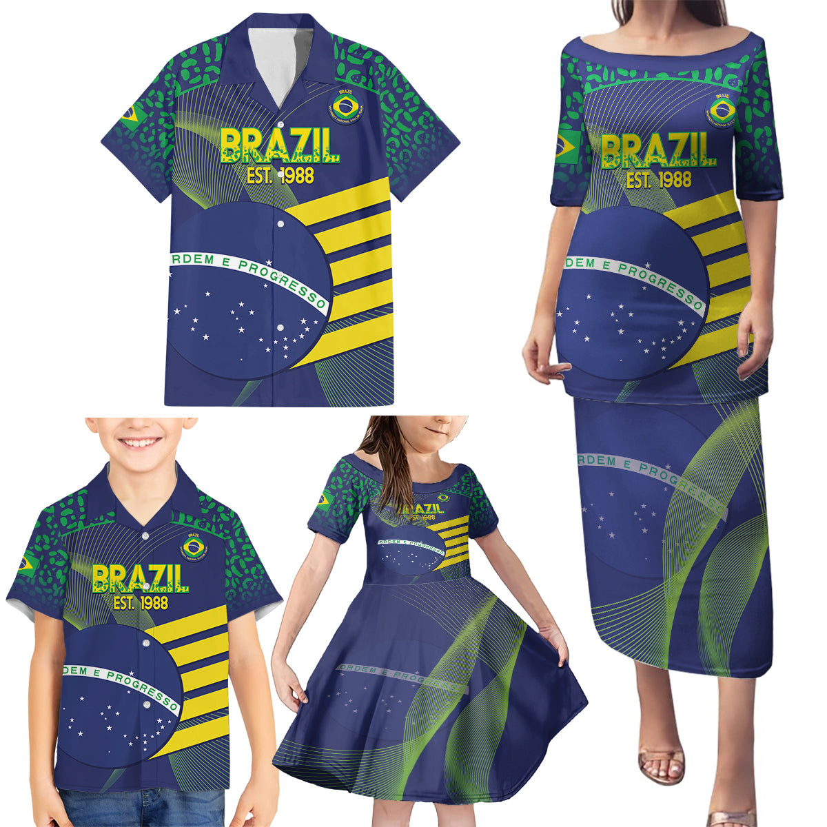 Custom Brazil Football Family Matching Puletasi and Hawaiian Shirt Summer 2024 Go Champions Selecao - Wonder Print Shop