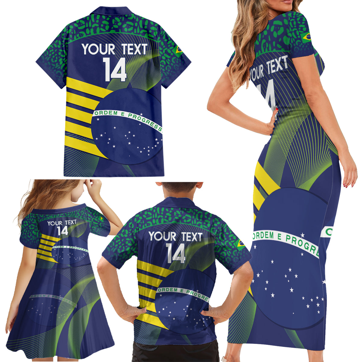 Custom Brazil Football Family Matching Short Sleeve Bodycon Dress and Hawaiian Shirt Summer 2024 Go Champions Selecao - Wonder Print Shop