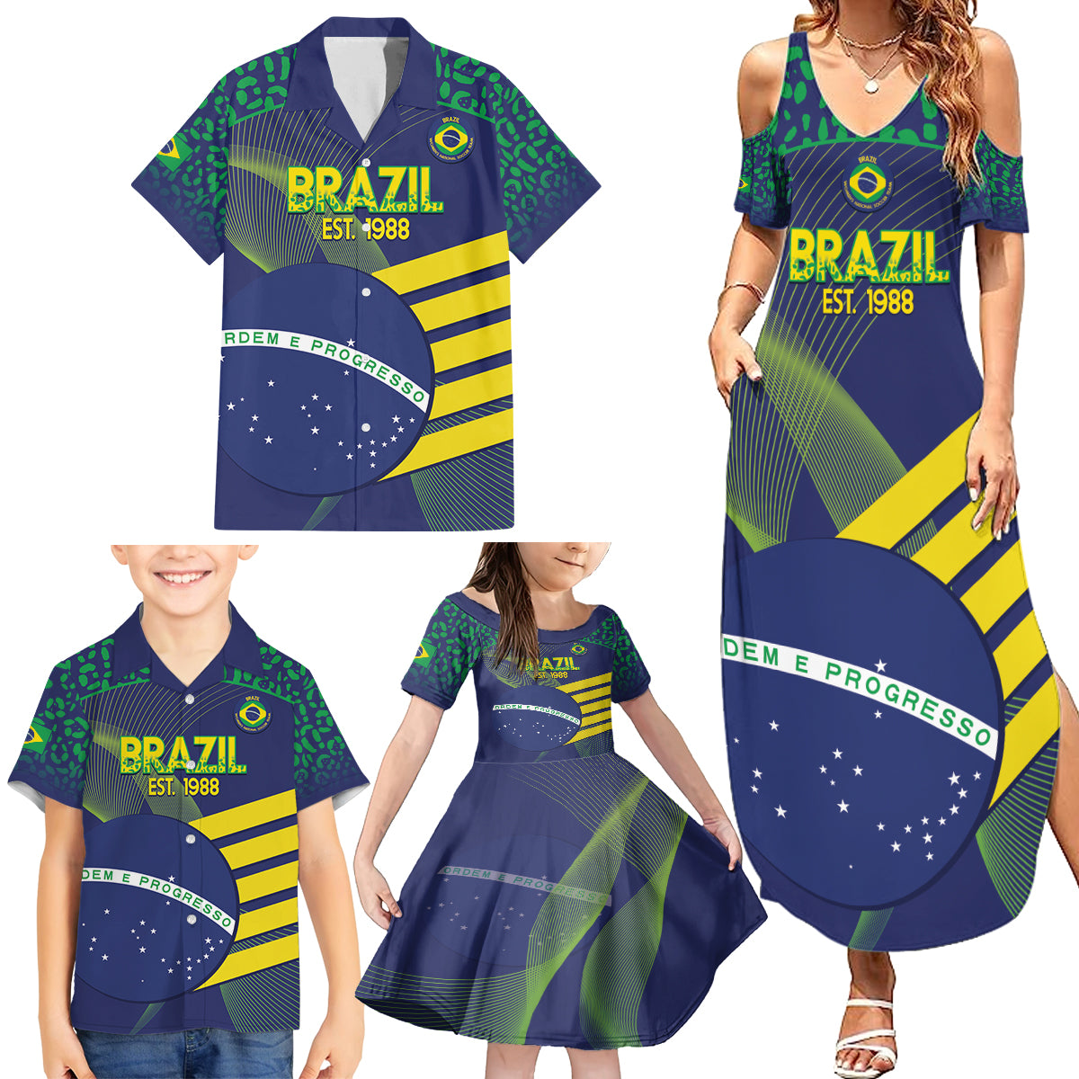 Custom Brazil Football Family Matching Summer Maxi Dress and Hawaiian Shirt Summer 2024 Go Champions Selecao - Wonder Print Shop