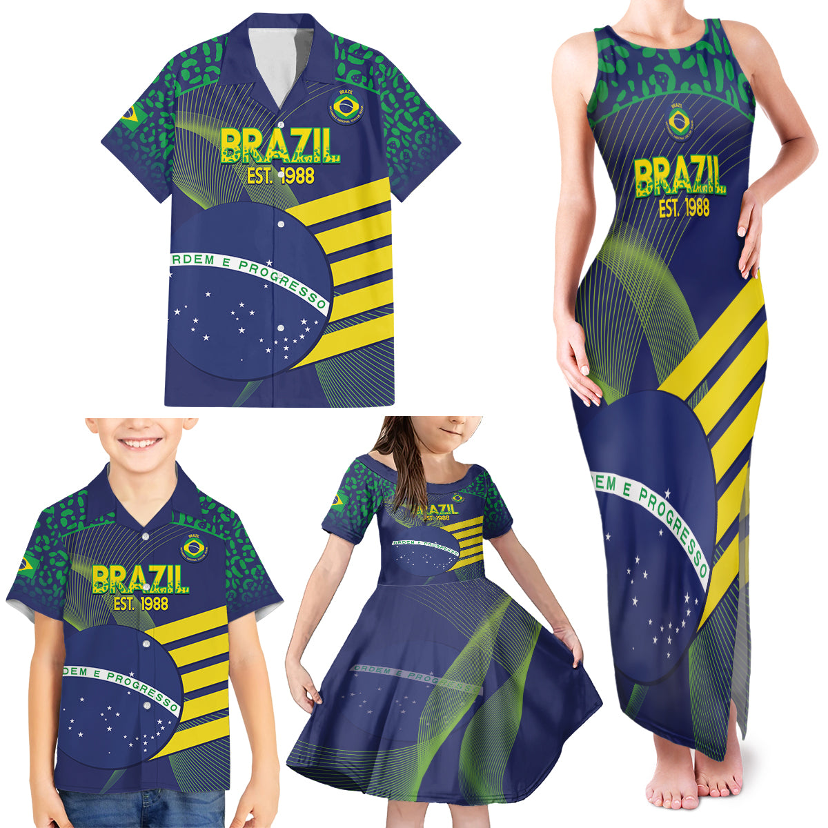Custom Brazil Football Family Matching Tank Maxi Dress and Hawaiian Shirt Summer 2024 Go Champions Selecao - Wonder Print Shop