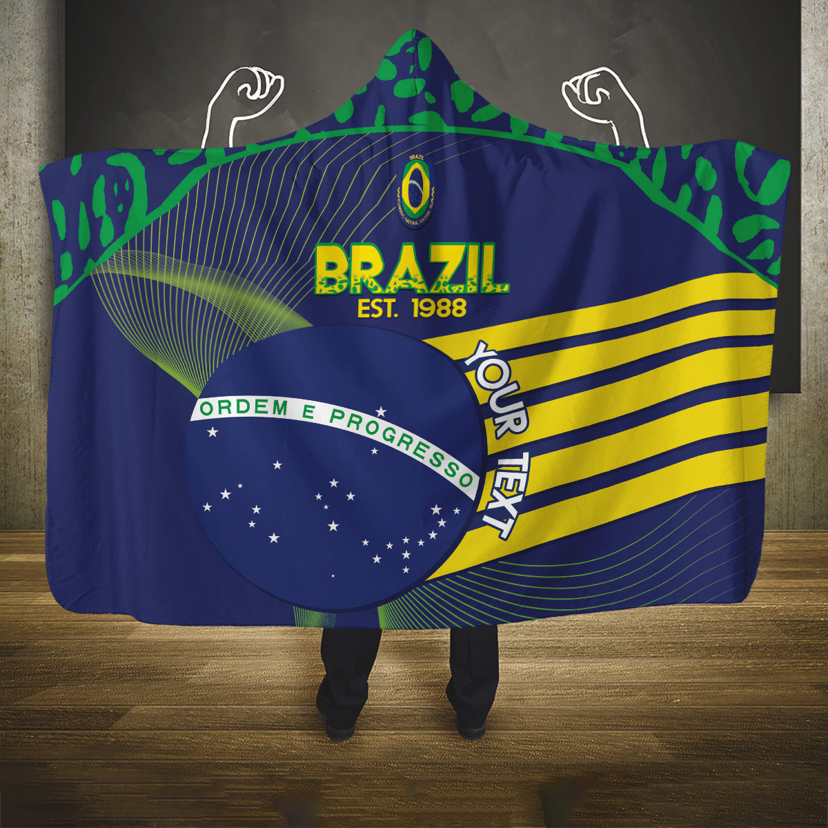 Custom Brazil Football Hooded Blanket Summer 2024 Olympic Go Champions Selecao