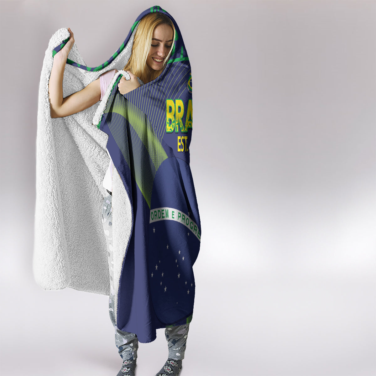 Custom Brazil Football Hooded Blanket Summer 2024 Olympic Go Champions Selecao