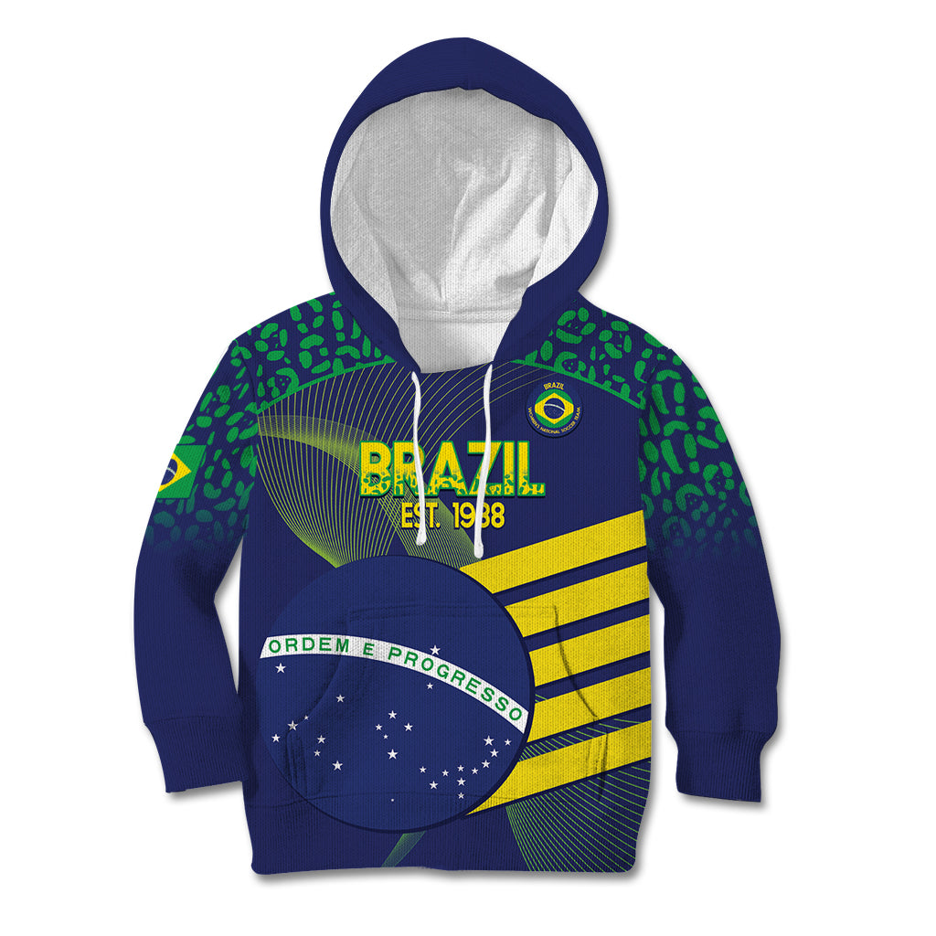 Custom Brazil Football Kid Hoodie Summer 2024 Go Champions Selecao - Wonder Print Shop
