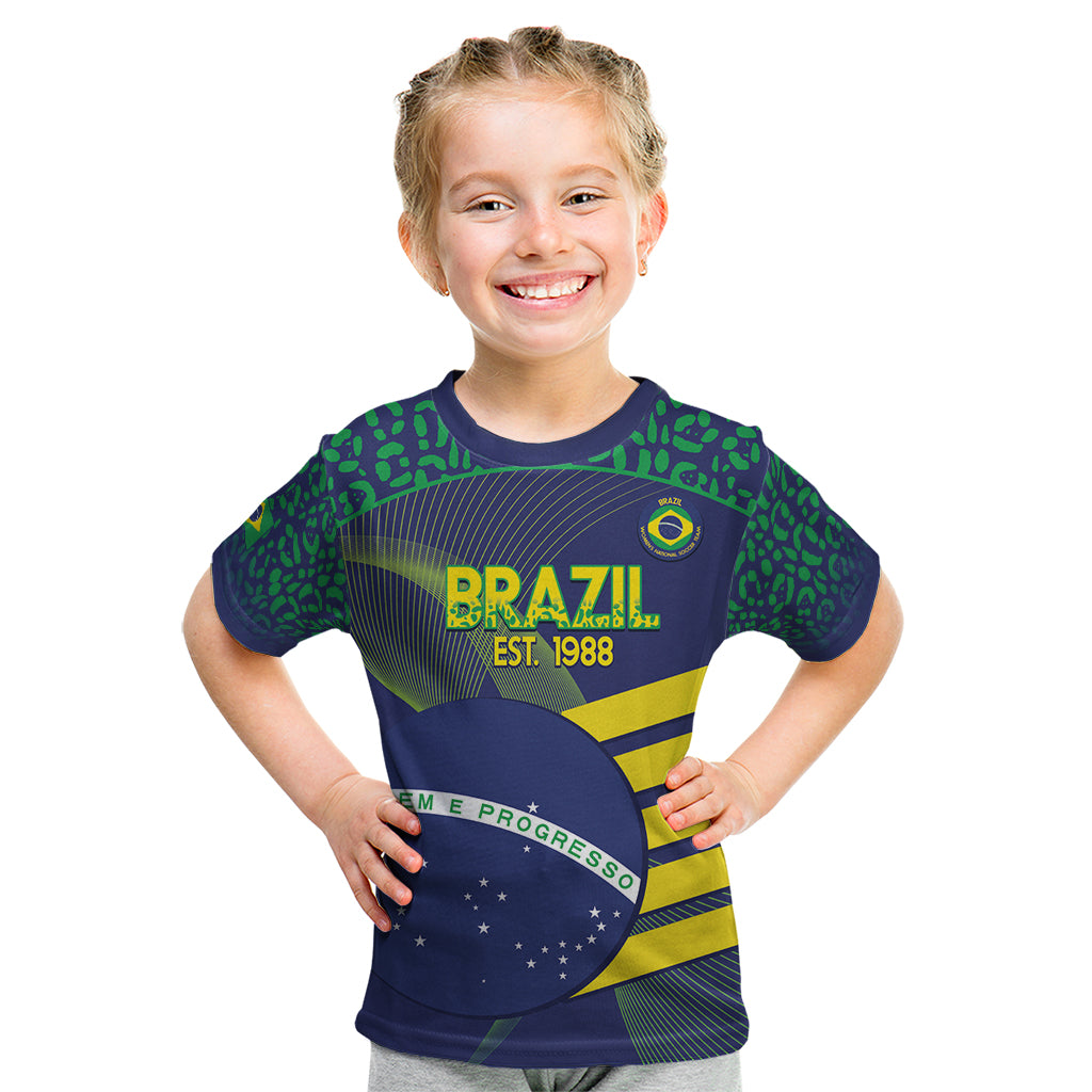 Custom Brazil Football Kid T Shirt Summer 2024 Go Champions Selecao - Wonder Print Shop