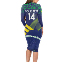 Custom Brazil Football Long Sleeve Bodycon Dress Summer 2024 Go Champions Selecao - Wonder Print Shop