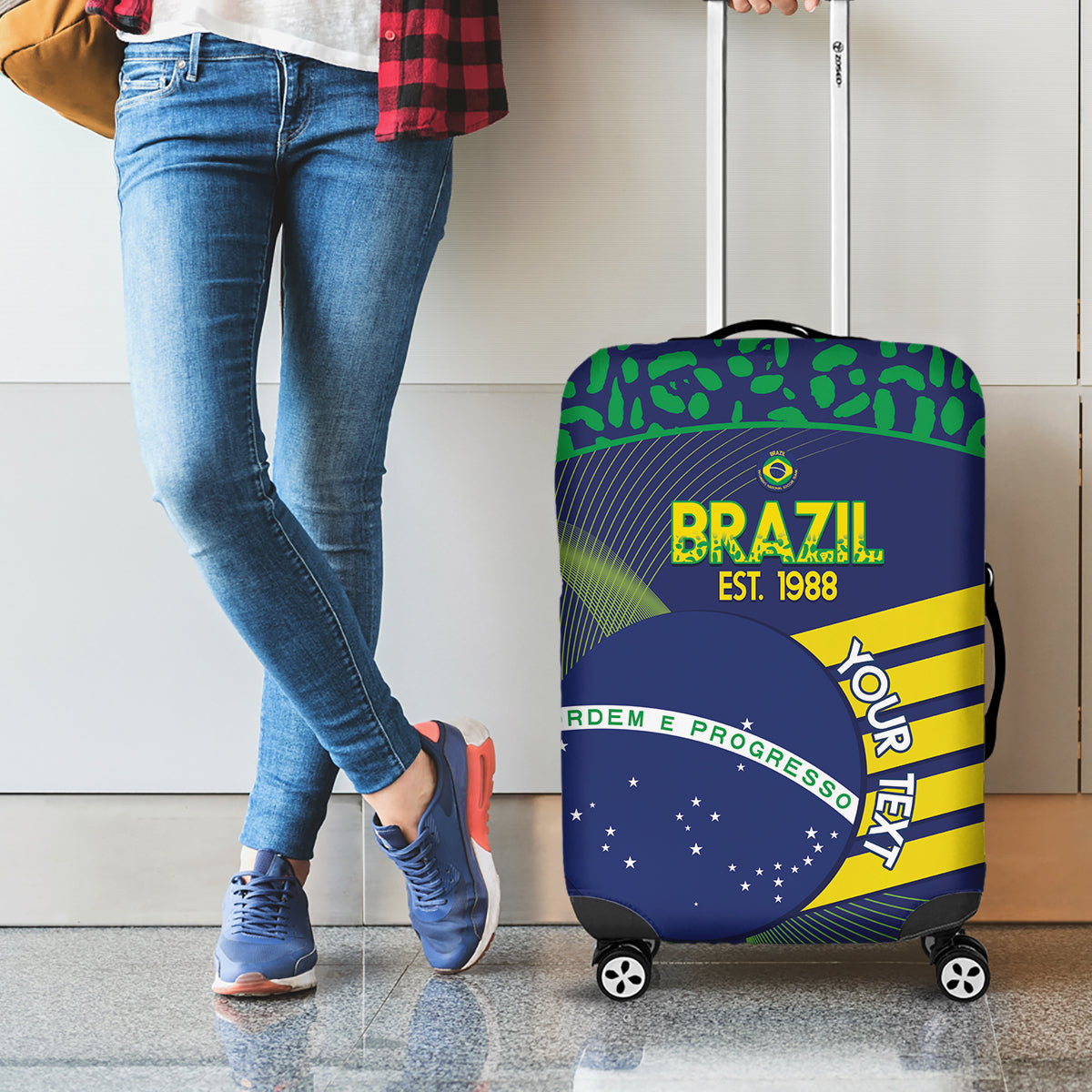 Custom Brazil Football Luggage Cover Summer 2024 Go Champions Selecao - Wonder Print Shop