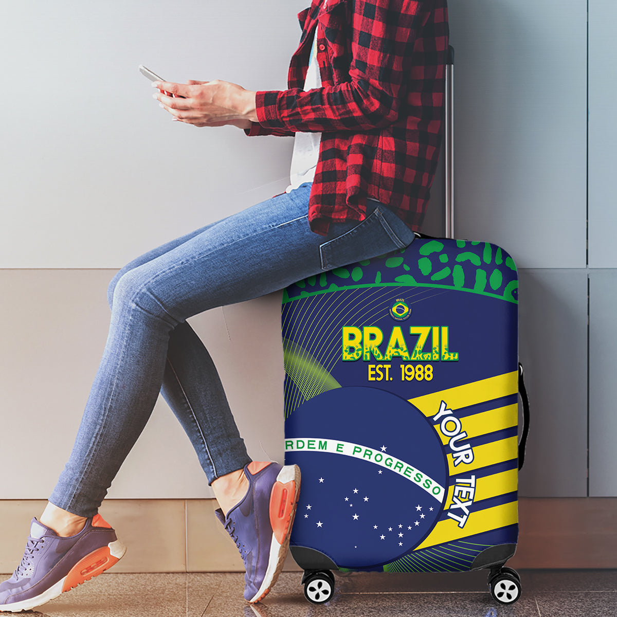 Custom Brazil Football Luggage Cover Summer 2024 Go Champions Selecao - Wonder Print Shop