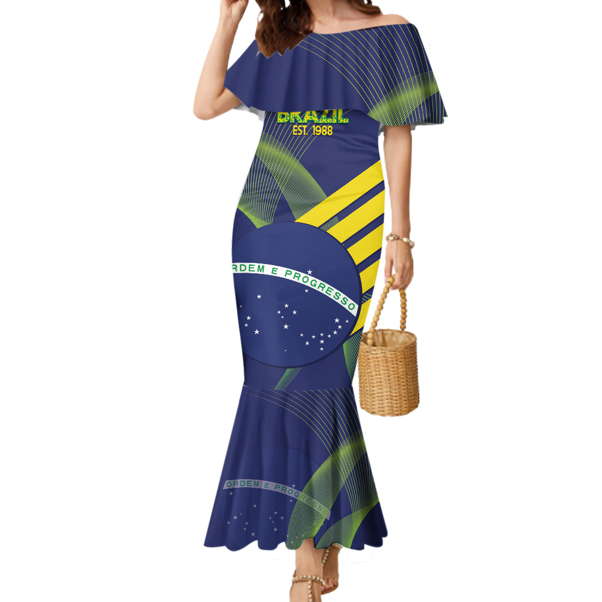 Custom Brazil Football Mermaid Dress Summer 2024 Go Champions Selecao - Wonder Print Shop