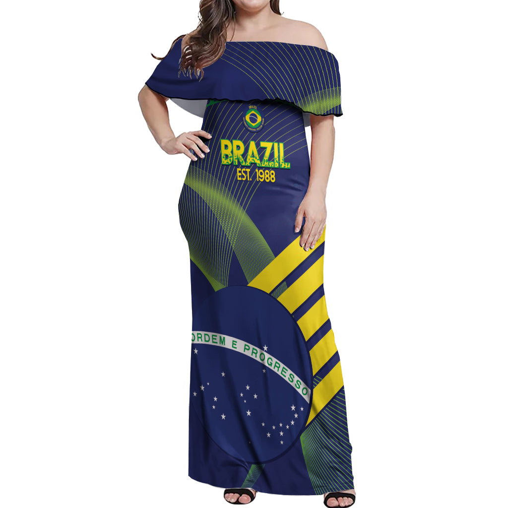 Custom Brazil Football Off Shoulder Maxi Dress Summer 2024 Go Champions Selecao - Wonder Print Shop