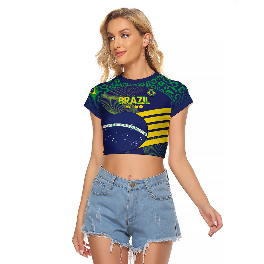 Custom Brazil Football Raglan Cropped T Shirt Summer 2024 Go Champions Selecao - Wonder Print Shop