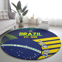 Custom Brazil Football Round Carpet Summer 2024 Olympic Go Champions Selecao
