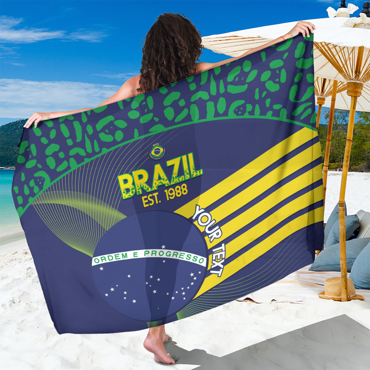 Custom Brazil Football Sarong Summer 2024 Olympic Go Champions Selecao