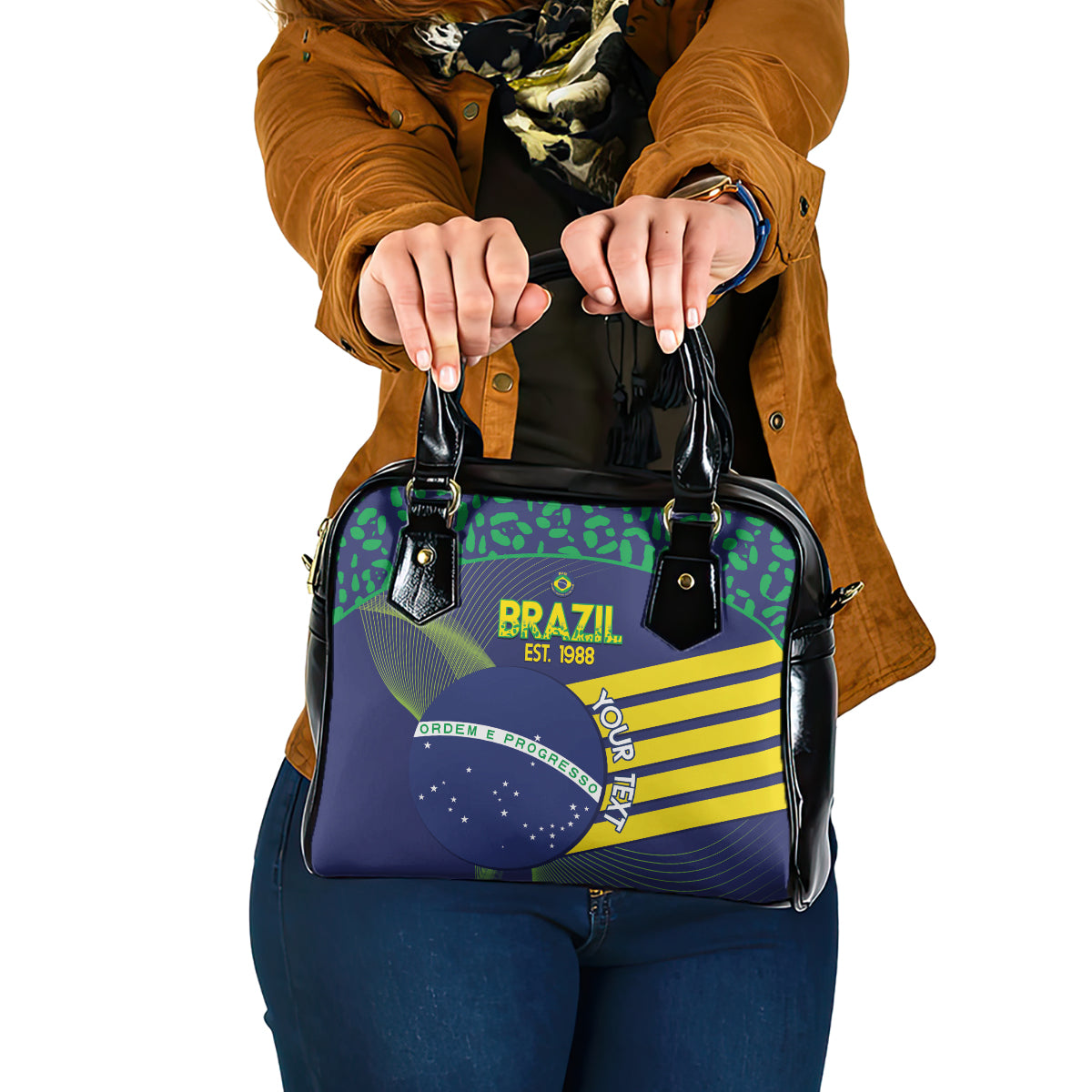 Custom Brazil Football Shoulder Handbag Summer 2024 Olympic Go Champions Selecao