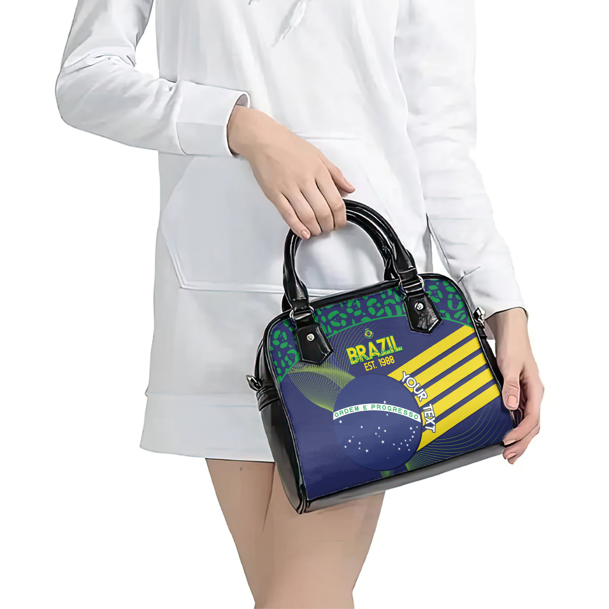 Custom Brazil Football Shoulder Handbag Summer 2024 Olympic Go Champions Selecao