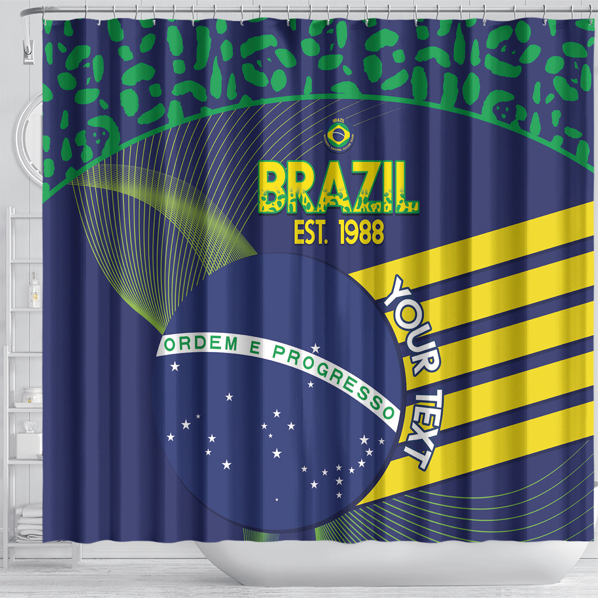 Custom Brazil Football Shower Curtain Summer 2024 Olympic Go Champions Selecao
