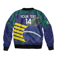 Custom Brazil Football Sleeve Zip Bomber Jacket Summer 2024 Go Champions Selecao - Wonder Print Shop